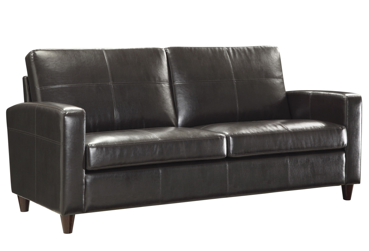 Espresso Bonded Leather Sofa With Finish Legs